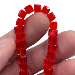 6mm Cube Glass Crystal Red