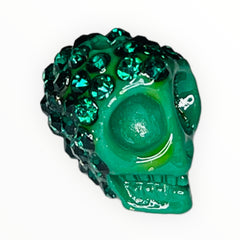 13mm Bling Bling Skull Emerald Green
