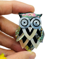 52x38mm Owl Natural Shell Handmade Pendant