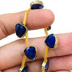 13x12mm Pear Gold Edge Sapphire Jade