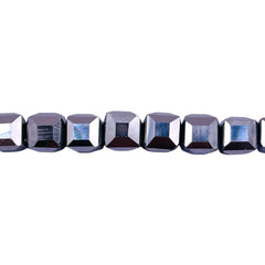 7mm Cube Glass Crystal White Gold