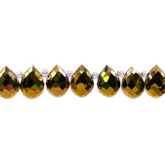 10x8mm Teardrop Glass Crystal Gold