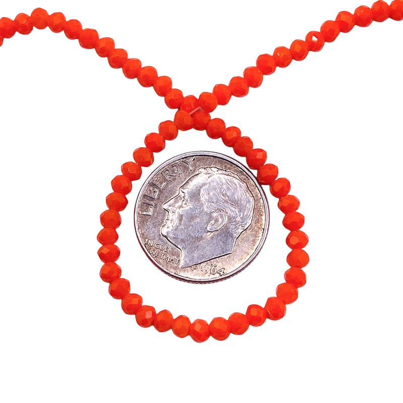2mm Thunder Polish Glass Crystal Roundel Cut Orange Jade