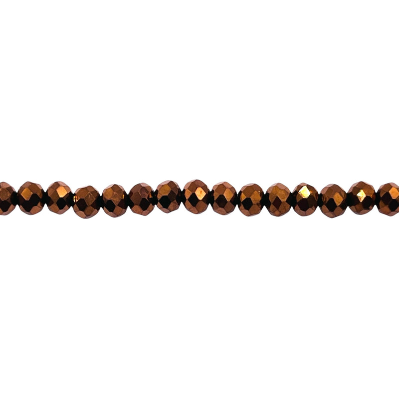 4mm Thunder Polish Glass Crystal Roundel Cut Copper