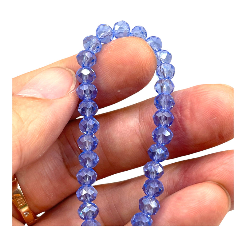 6mm Thunder Polish Glass Crystal Roundel Cut Lt Sapphire AB