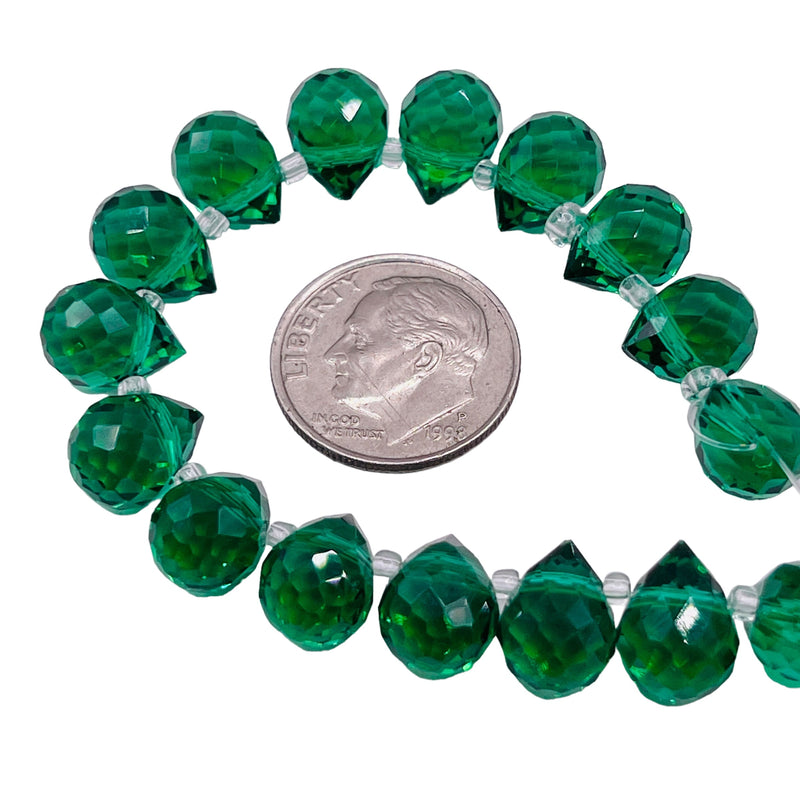 10x8mm Teardrop Glass Crystal Green Zircon