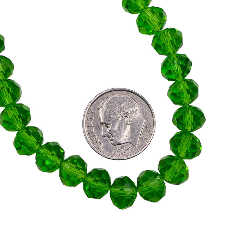 8mm Thunder Polish Glass Crystal Roundel Cut Peridot