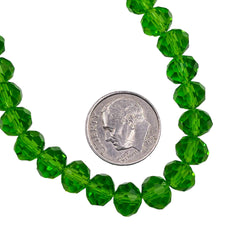 8mm Thunder Polish Glass Crystal Roundel Cut Peridot