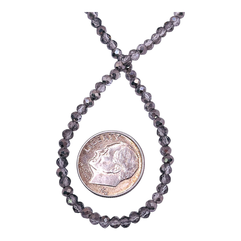 3mm Thunder Polish Glass Crystal Roundel Cut Silver Gray