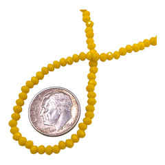 3mm Thunder Polish Glass Crystal Roundel Cut Yellow Jade