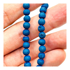 6mm Druzy Round Blue Light