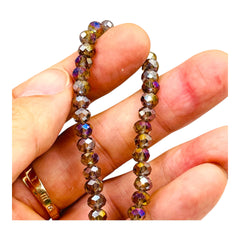6mm Thunder Polish Glass Crystal Roundel Cut Black Diamond AB