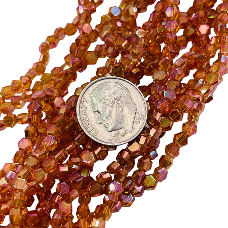 4mm Hexagon Glass Crystal Magic Orange