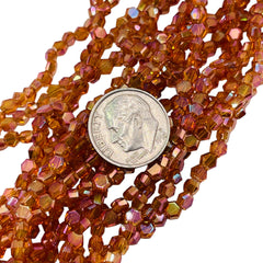 4mm Hexagon Glass Crystal Magic Orange
