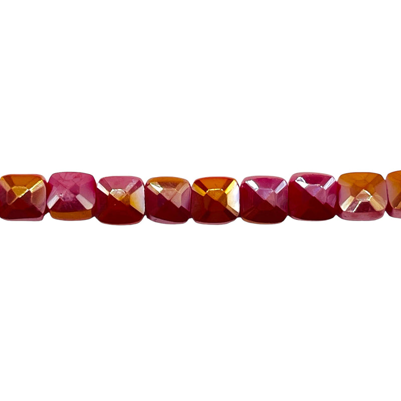 6mm Square Glass Crystal Ruby Jade