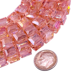 10mm Cube Glass Crystal Peach AB