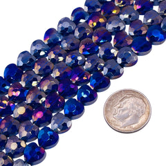 8mm Heart Glass Crystal Dark Sapphire