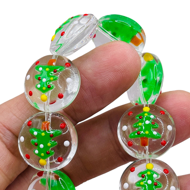 18mm Coin Lampwork Glass Christmas Tree