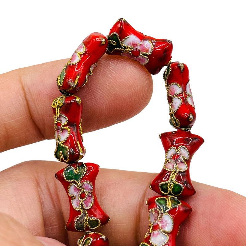 15x10mm Pillow Cloisonne Red