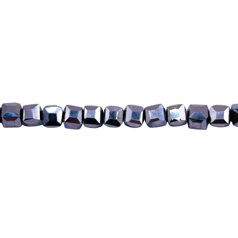 4mm Cube Glass Crystal White Gold