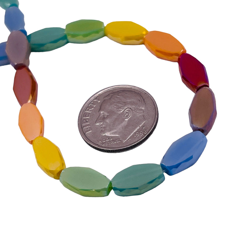 10x6mm Flat Oval Glass Crystal Rainbow