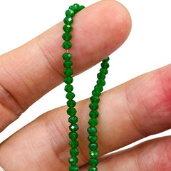 3mm Thunder Polish Glass Crystal Roundel Cut Lt. Emerald Jade
