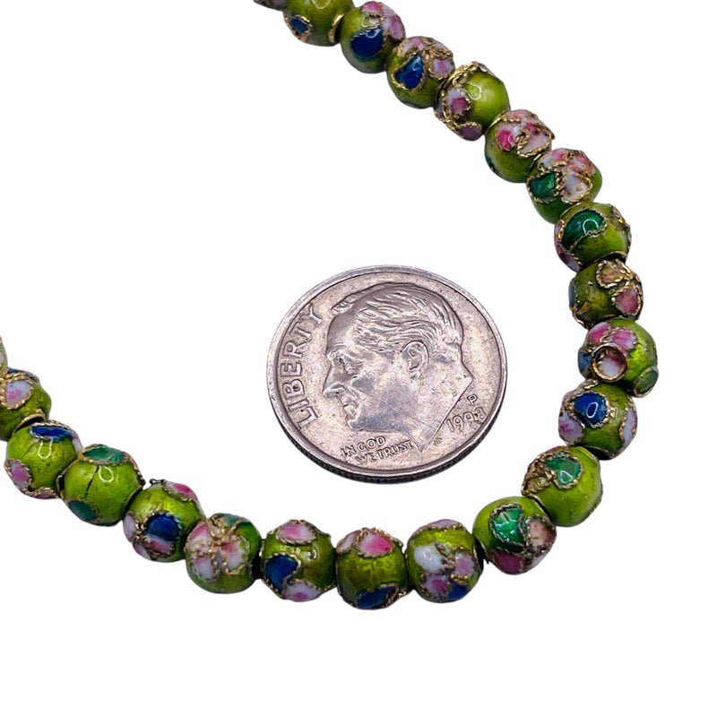 6mm Round Cloisonne Green