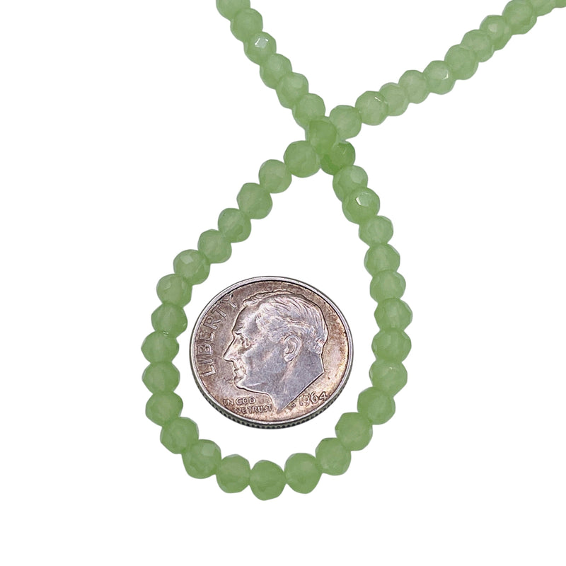 4mm Thunder Polish Glass Crystal Roundel Cut Green Jade