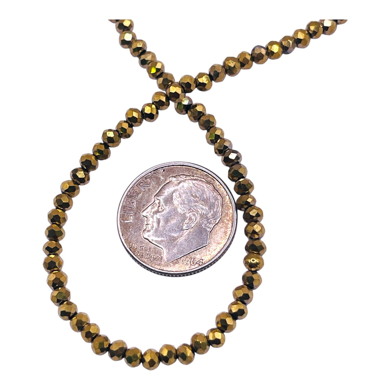 3mm Thunder Polish Glass Crystal Roundel Cut Gold