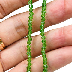 3mm Thunder Polish Glass Crystal Roundel Cut Peridot