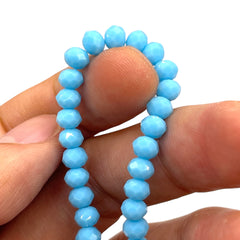 6mm Thunder Polish Glass Crystal Roundel Cut Sky Blue