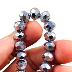 10mm Roundel Cut Glass Crystal White Gold