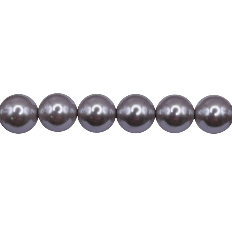 8mm Round Thunder Polish Glass Pearl Silver