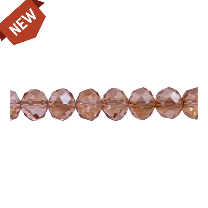 8mm Thunder Polish Glass Crystal Roundel Cut Peach Champagne