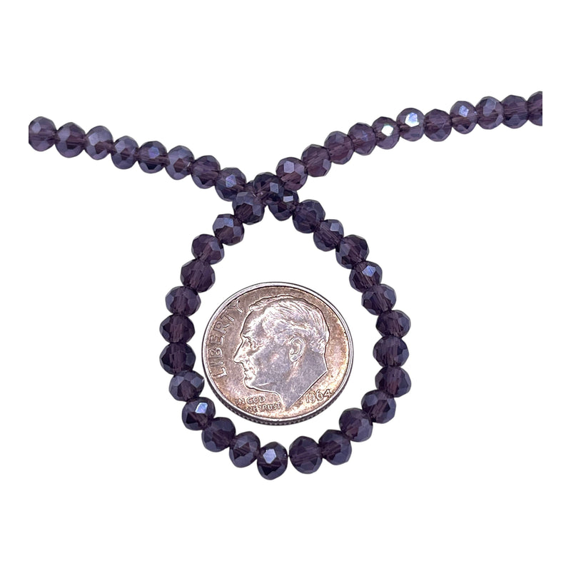 4mm Thunder Polish Glass Crystal Roundel Cut Violet AB