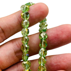 8mm Heart Glass Crystal Chrysolite