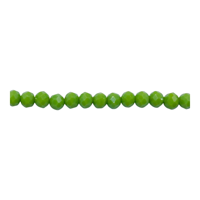 4mm Thunder Polish Glass Crystal Roundel Cut Olive Green Jade