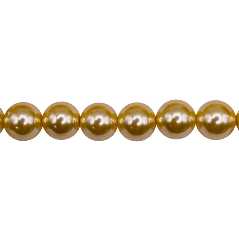 8mm Round Thunder Polish Glass Pearl Gold