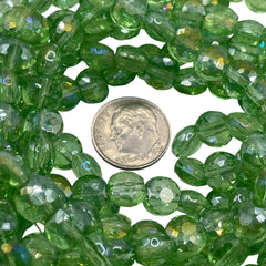 8mm Coin Glass Crystal Chrysolite AB