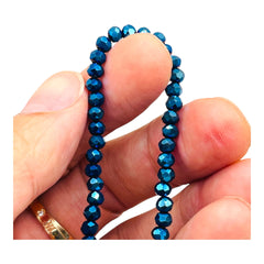 4mm Thunder Polish Glass Crystal Roundel Cut Blue Light