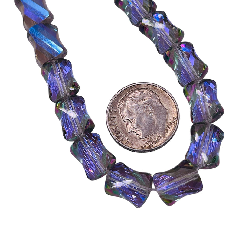 10x8mm Twisted Bow Tie Glass Crystal Magic Purple
