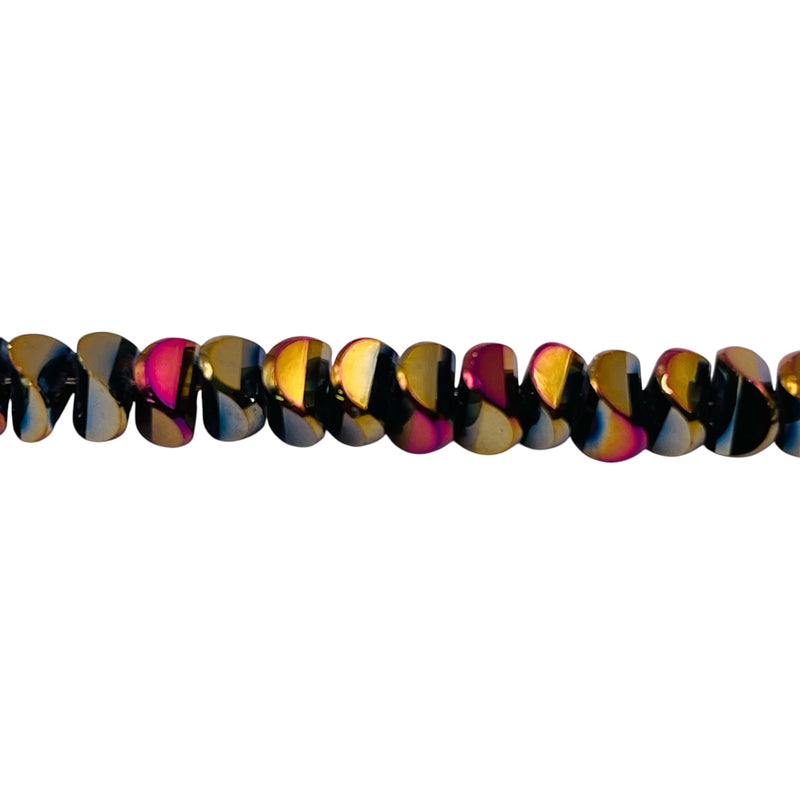 6mm Crescent Glass Crystal Purple Gold