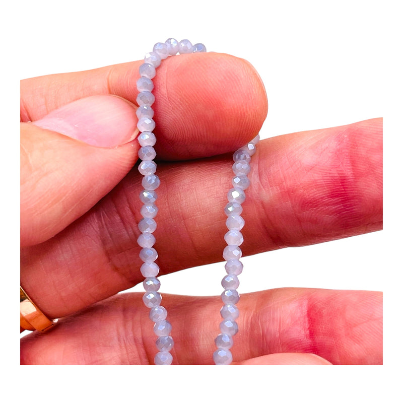 3mm Thunder Polish Glass Crystal Roundel Cut Gray Blue
