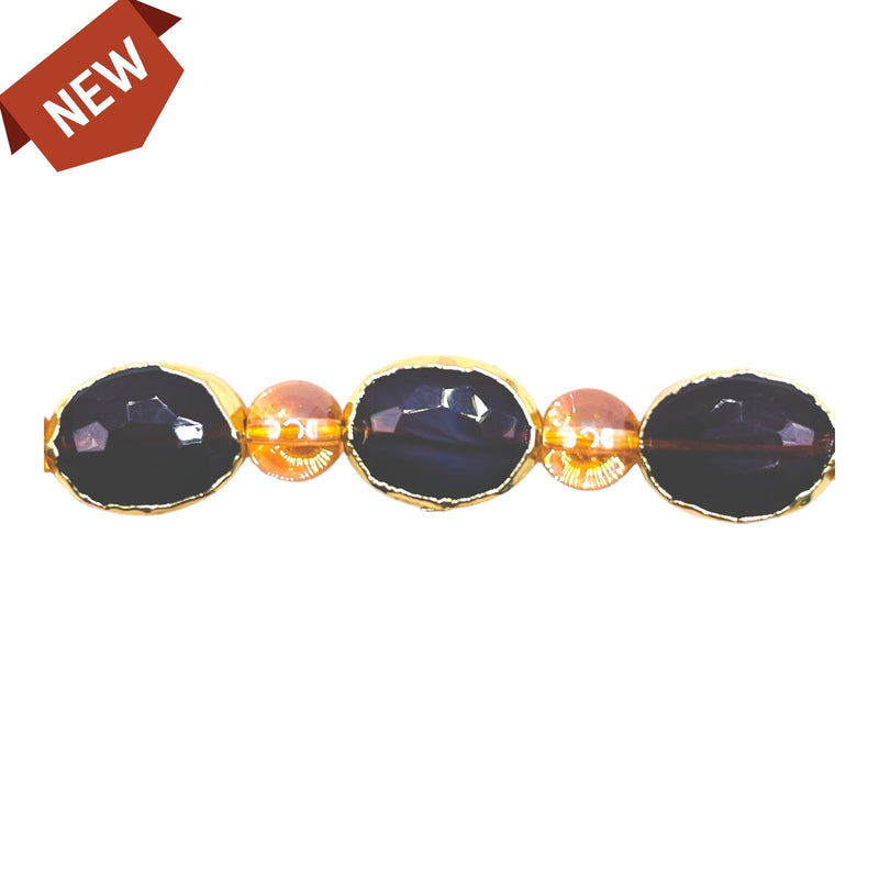 12x9mm Oval Gold Edge Lavender Jade