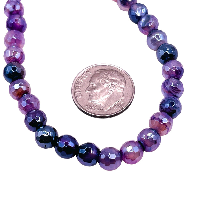 8mm Round Cut Agate Lavender Shine