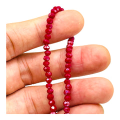 4mm Thunder Polish Glass Crystal Roundel Cut Ruby Jade AB