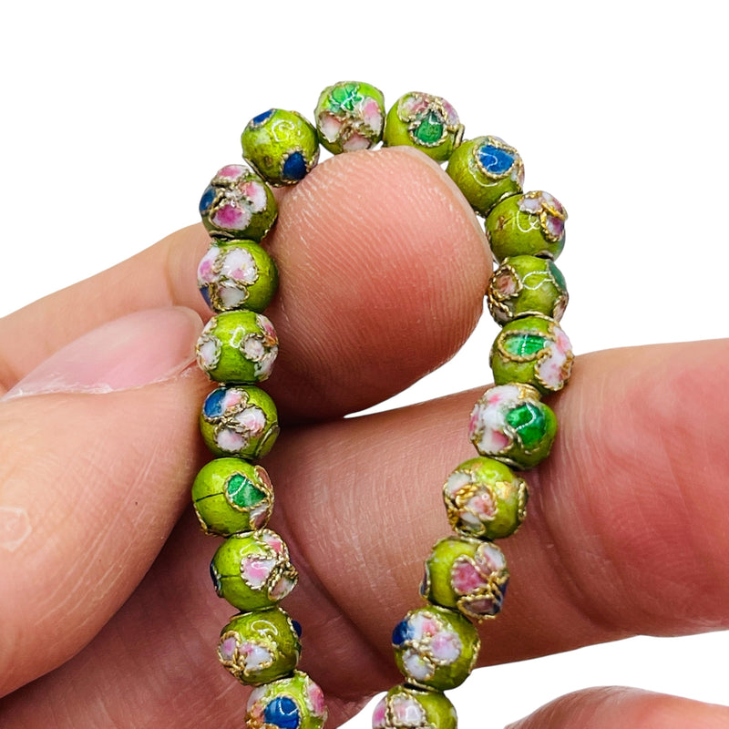 6mm Round Cloisonne Green