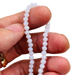 4mm Thunder Polish Glass Crystal Roundel Cut White Jade