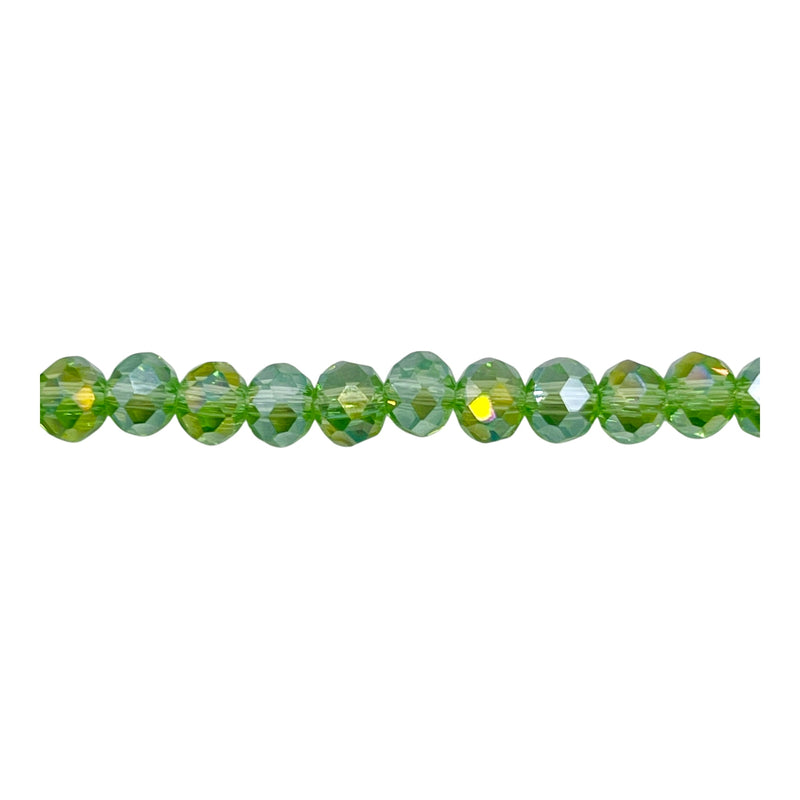 6mm Thunder Polish Glass Crystal Roundel Cut Chrysolite AB