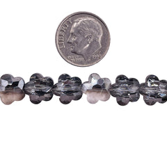 10mm Flower Glass Crystal Silver Gray